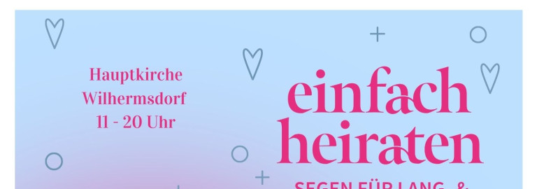 Plakat in Pink und Hellblau zu einfach heiraten 2026