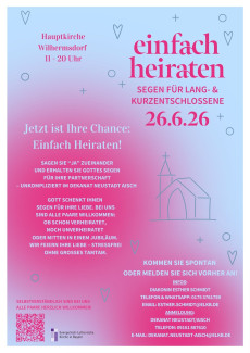 Plakat in Pink und Hellblau zu einfach heiraten 2026