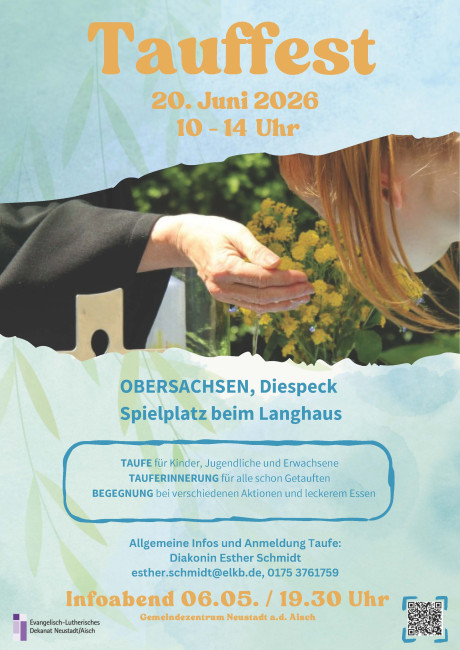 Plakat mit Bild taufende Hand und Kopf